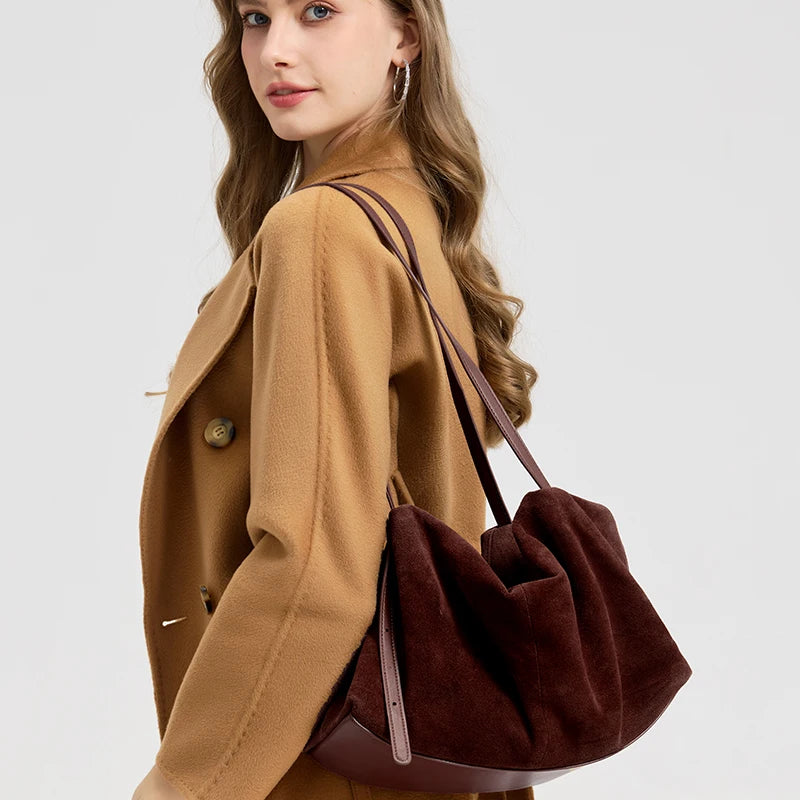 Suede Slouchy Shoulder Bag