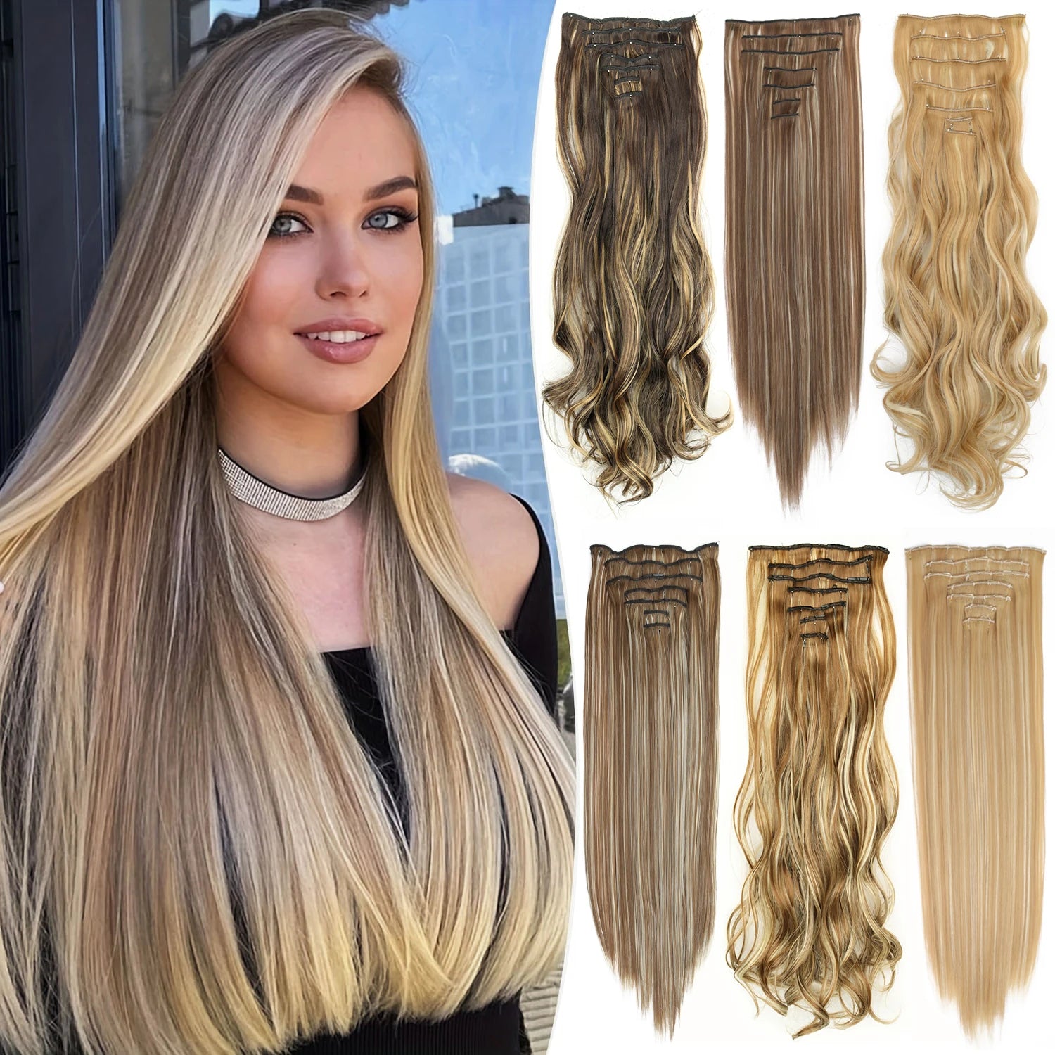 Straight Clip Hairpiece Set