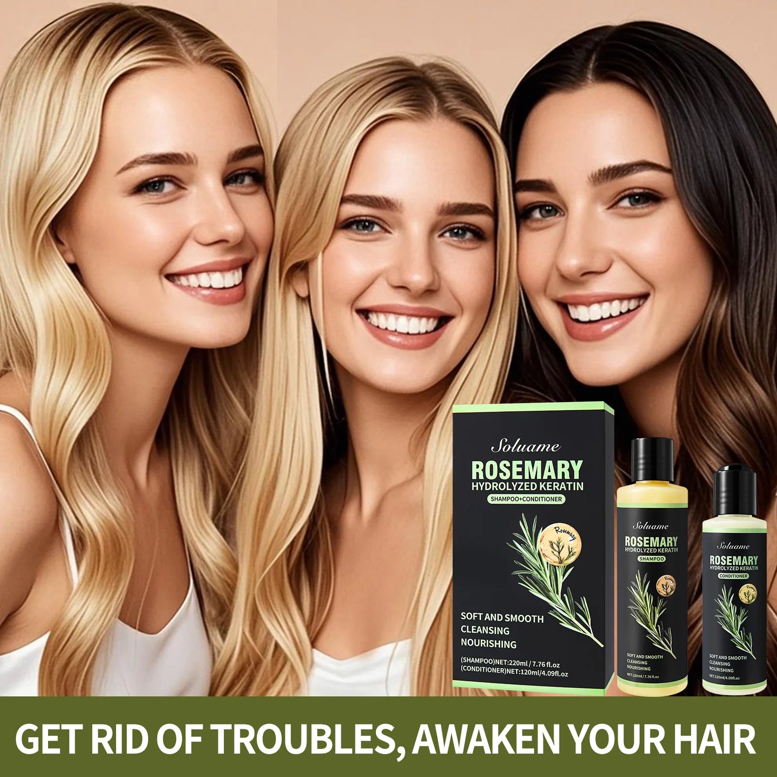Soluame Rosemary Hydrolyzed Keratin Shampoo + Conditioner Set&nbsp;