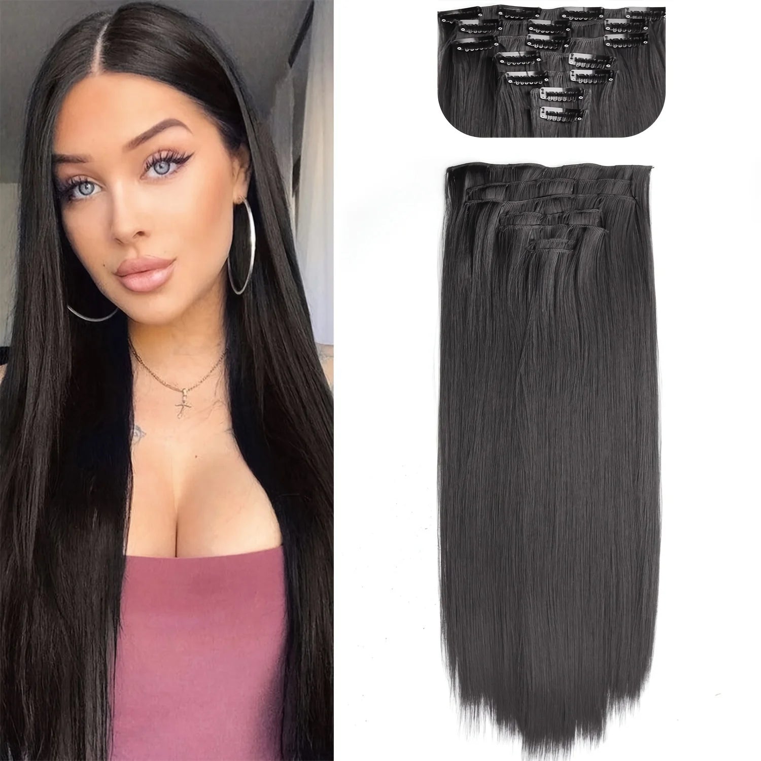 Straight Clip Hairpiece Set