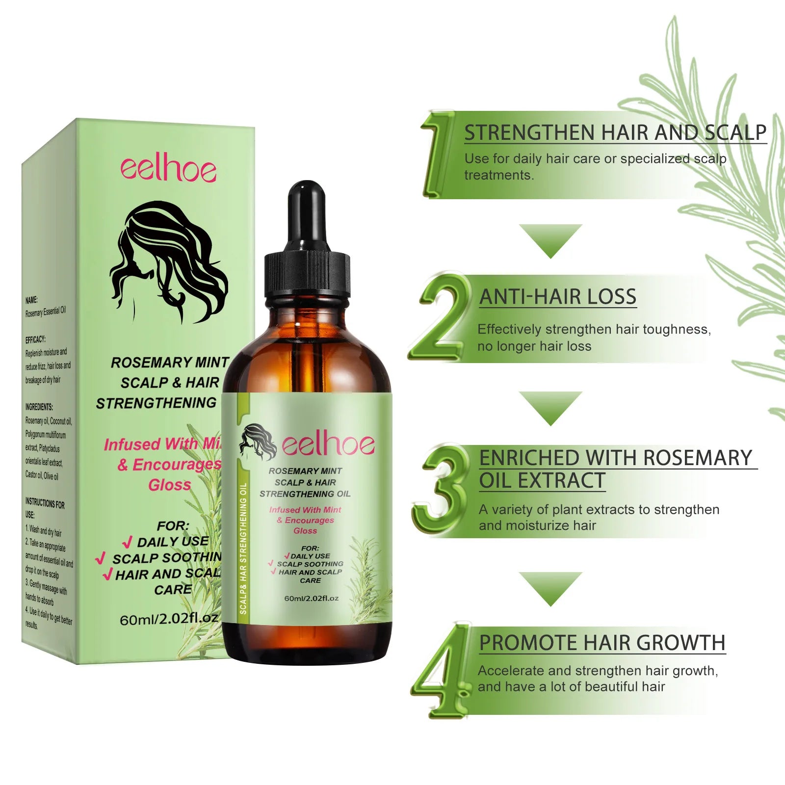 EELHOE Natural Rosemary Hair Growth Essential