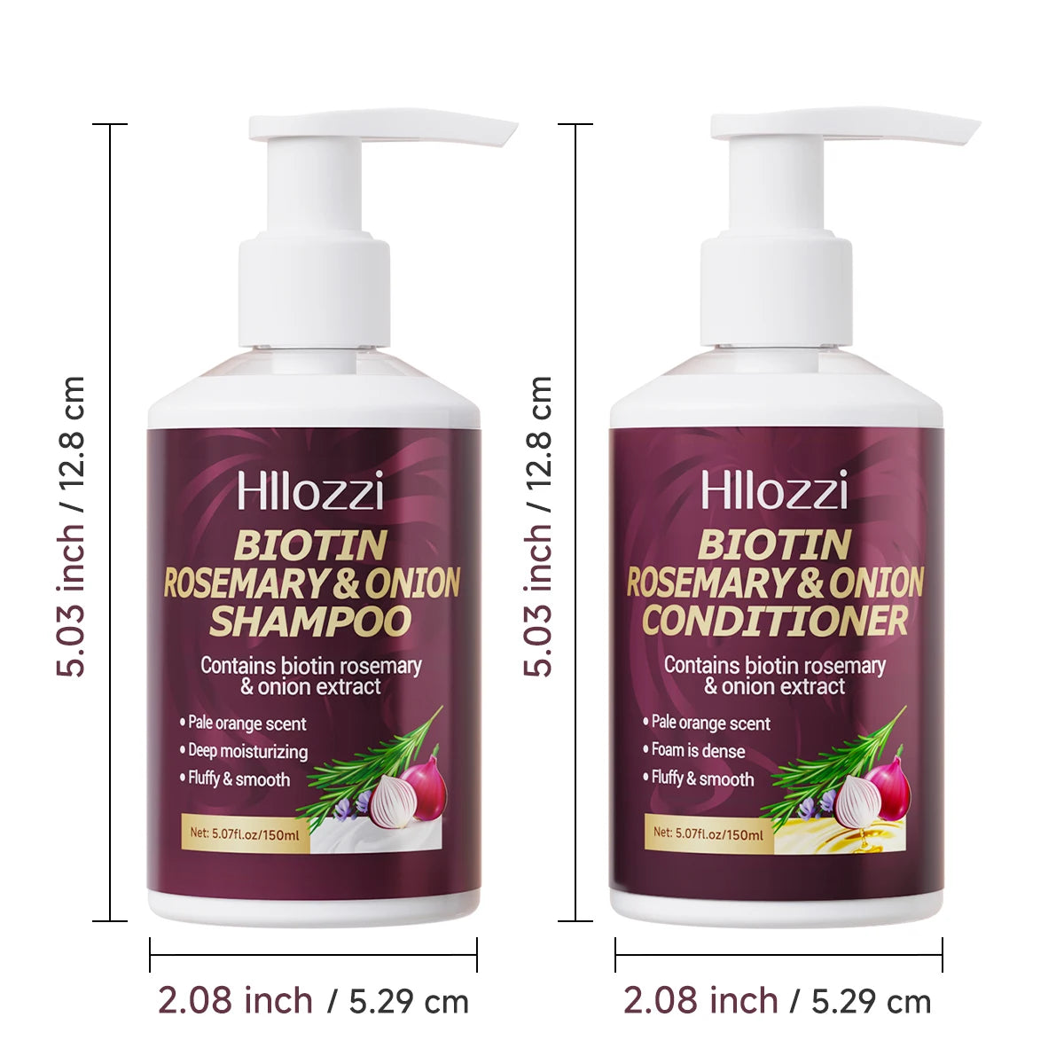 Hllozzi Biotin Rosemary &amp; Onion Shampoo + Conditioner Set