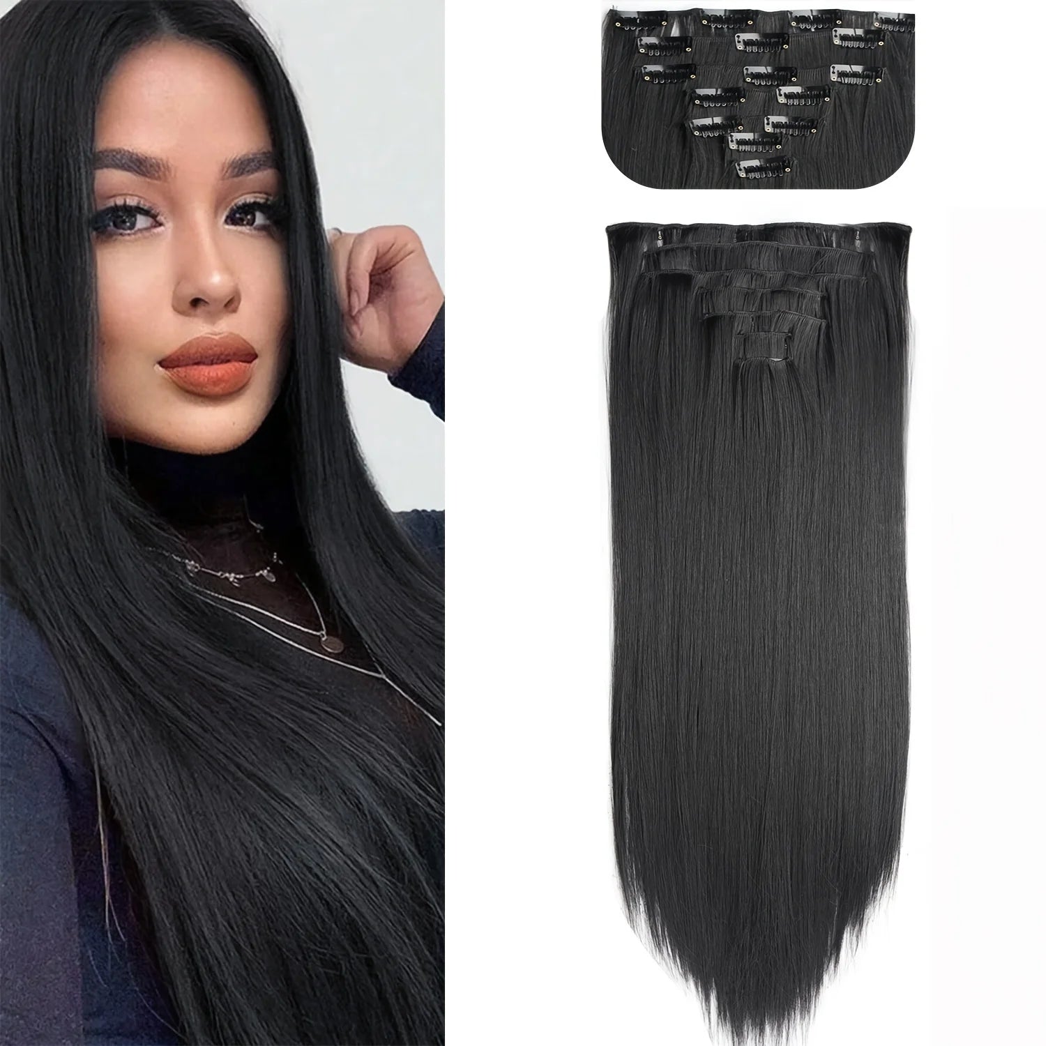 Straight Clip Hairpiece Set
