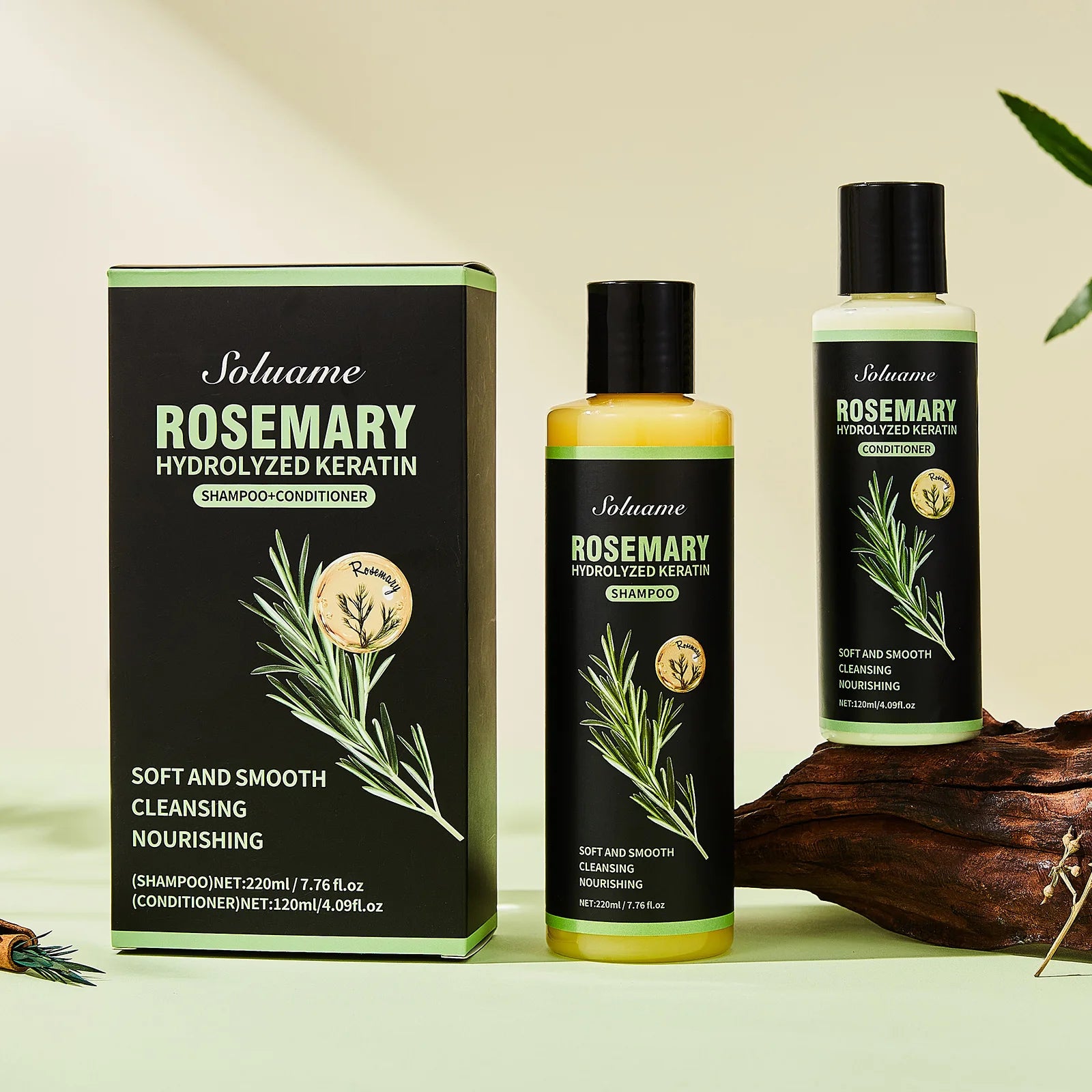 Soluame Rosemary Hydrolyzed Keratin Shampoo + Conditioner Set&nbsp;