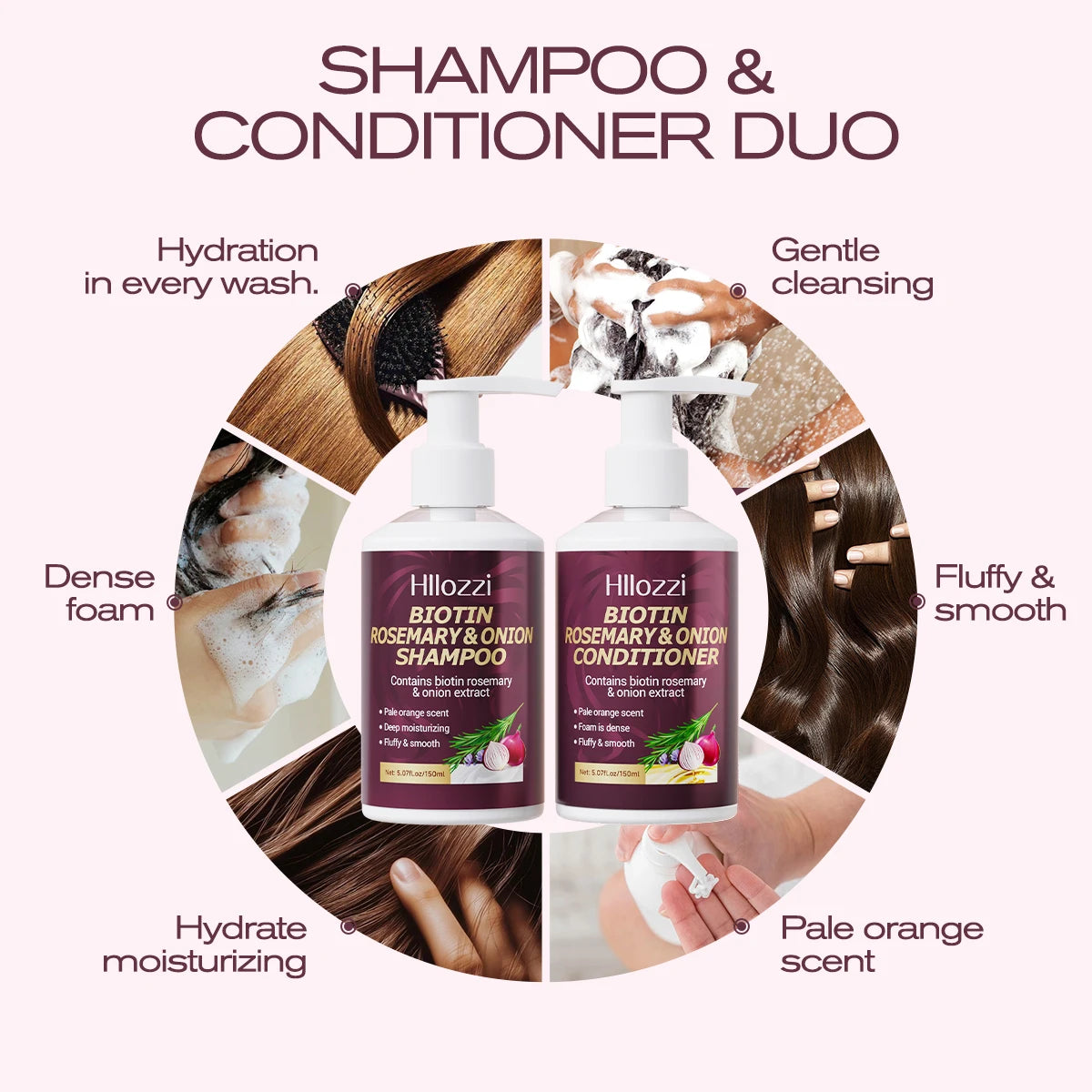 Hllozzi Biotin Rosemary &amp; Onion Shampoo + Conditioner Set